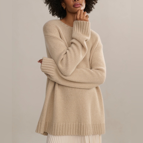 Jenni Kayne Cashmere Amelia Crewneck Sweater Warm Sand XS/S Oversized EUC! HP🥳 - Picture 2 of 12